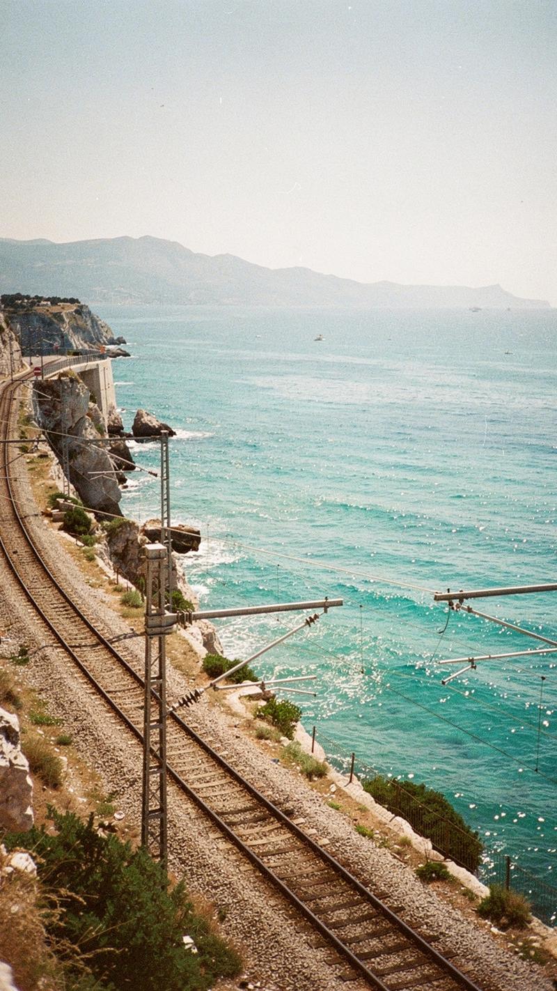 Coastal railway above the Adriatic sea