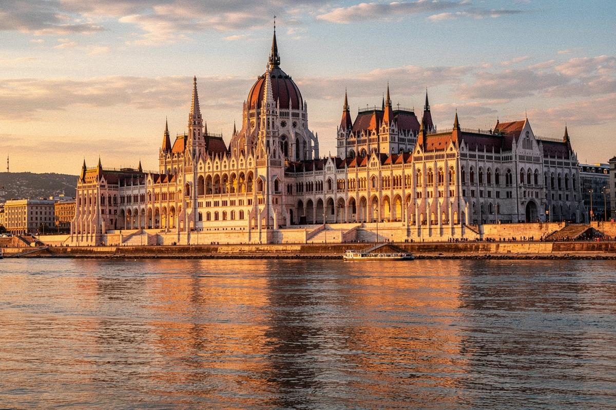 Budapest parliament seen across the Danube river